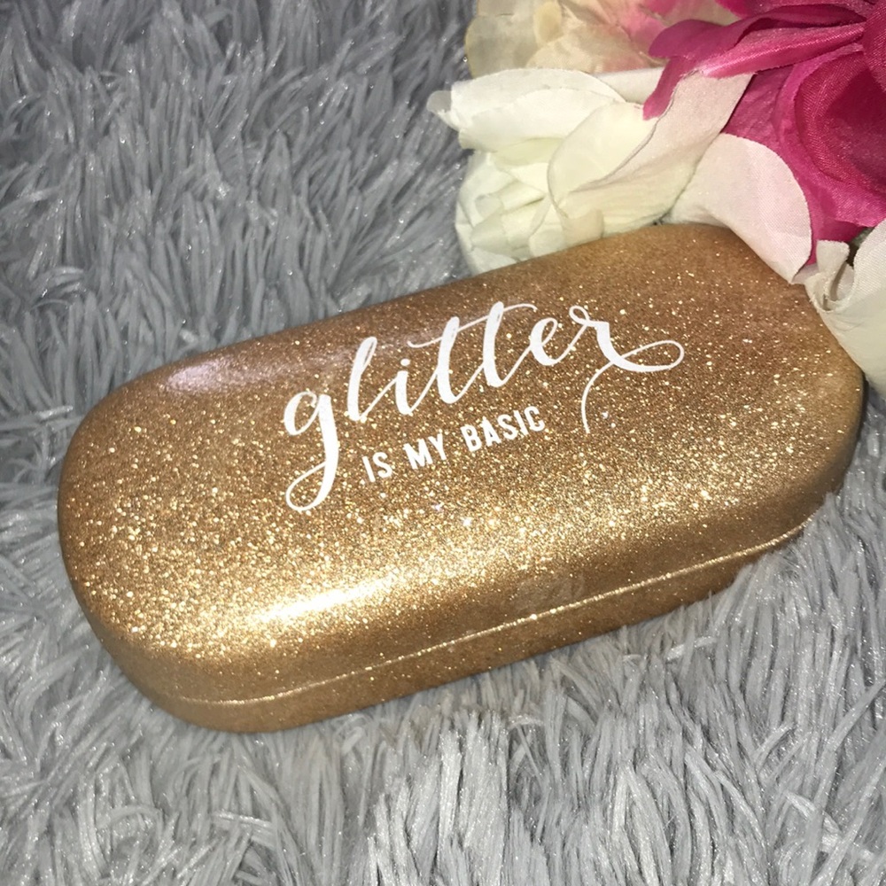 Gold Sunglasses case “Glitter is my Basic”